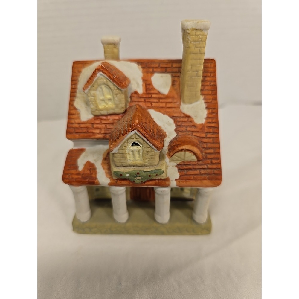 Vintage Christmas 1995 Santas Best Porcelain Holiday Village House With Columns